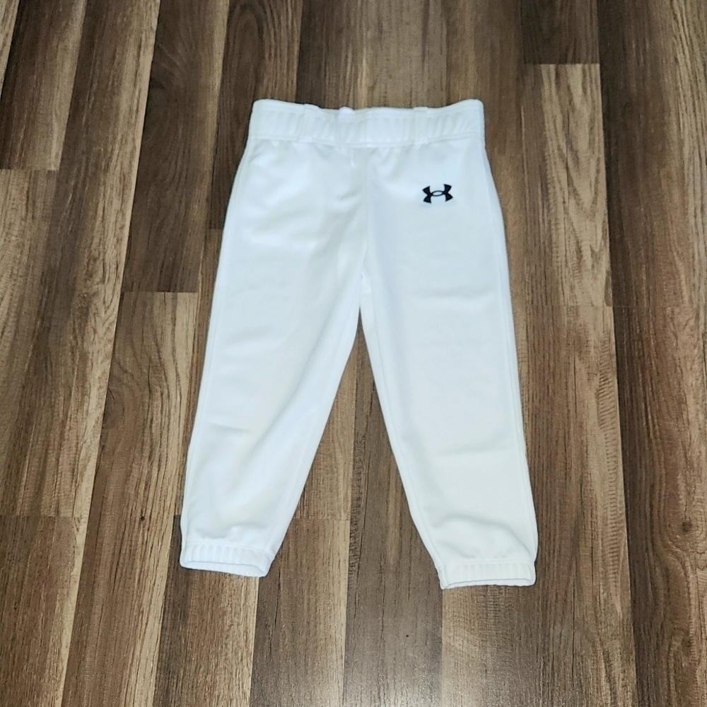 Under Armour White Baseball Pants Size XS Black UA Logo Never Worn